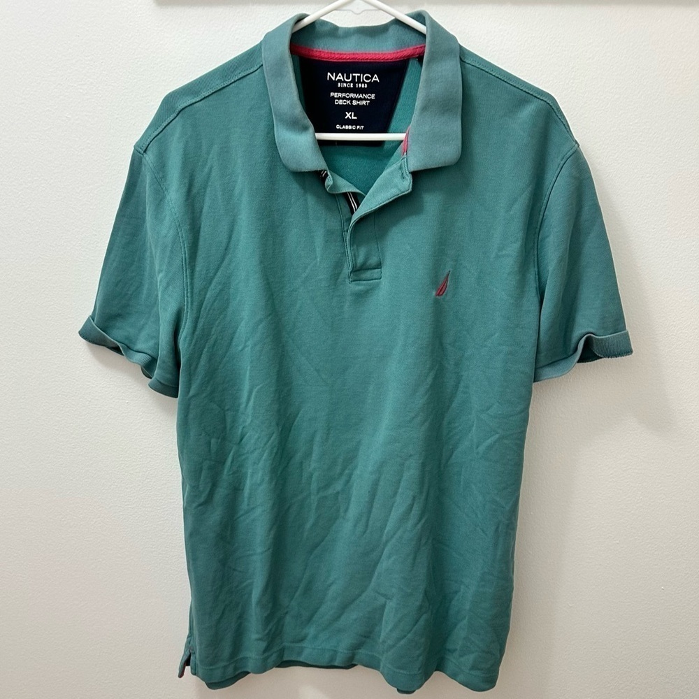 NAUTICA Men’s performance deck  Fit Short Sleeve Solid Polo Shirt. Size XL